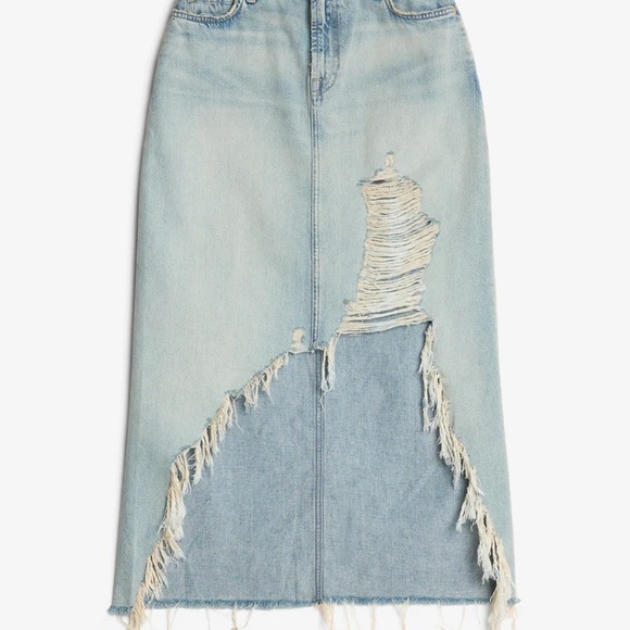 NWT For All Mankind Midi Denim Skirt Size 27 - Picture 5 of 10